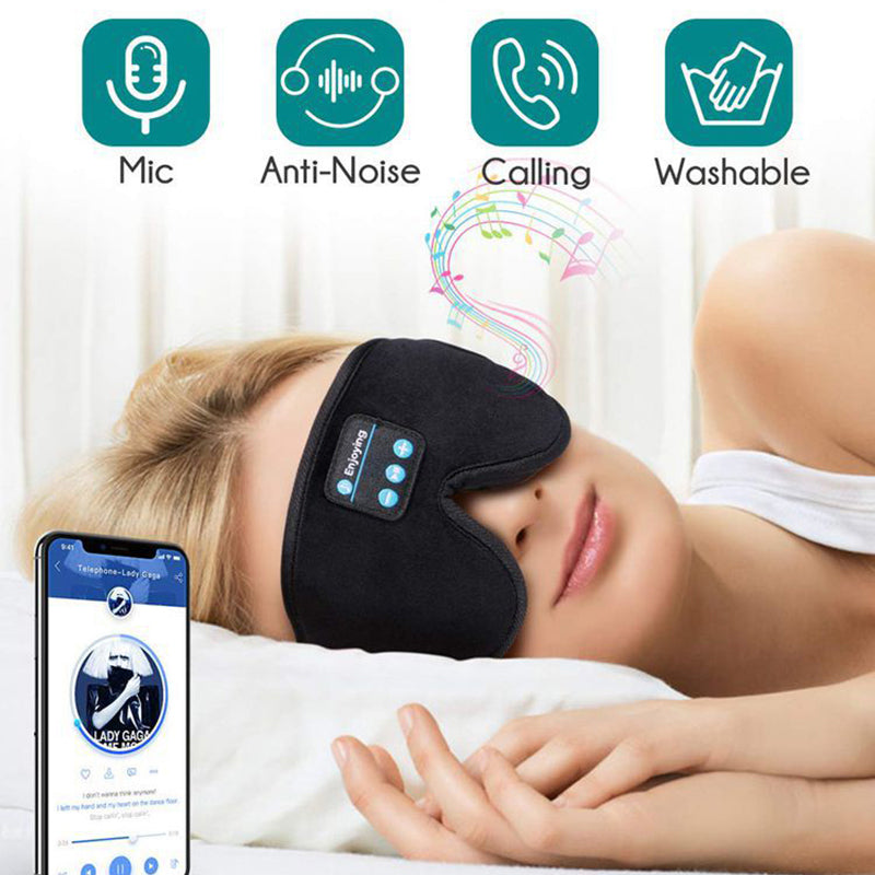CircuitTech DreamSound Pro sleep mask lifestyle — woman relaxing in bed