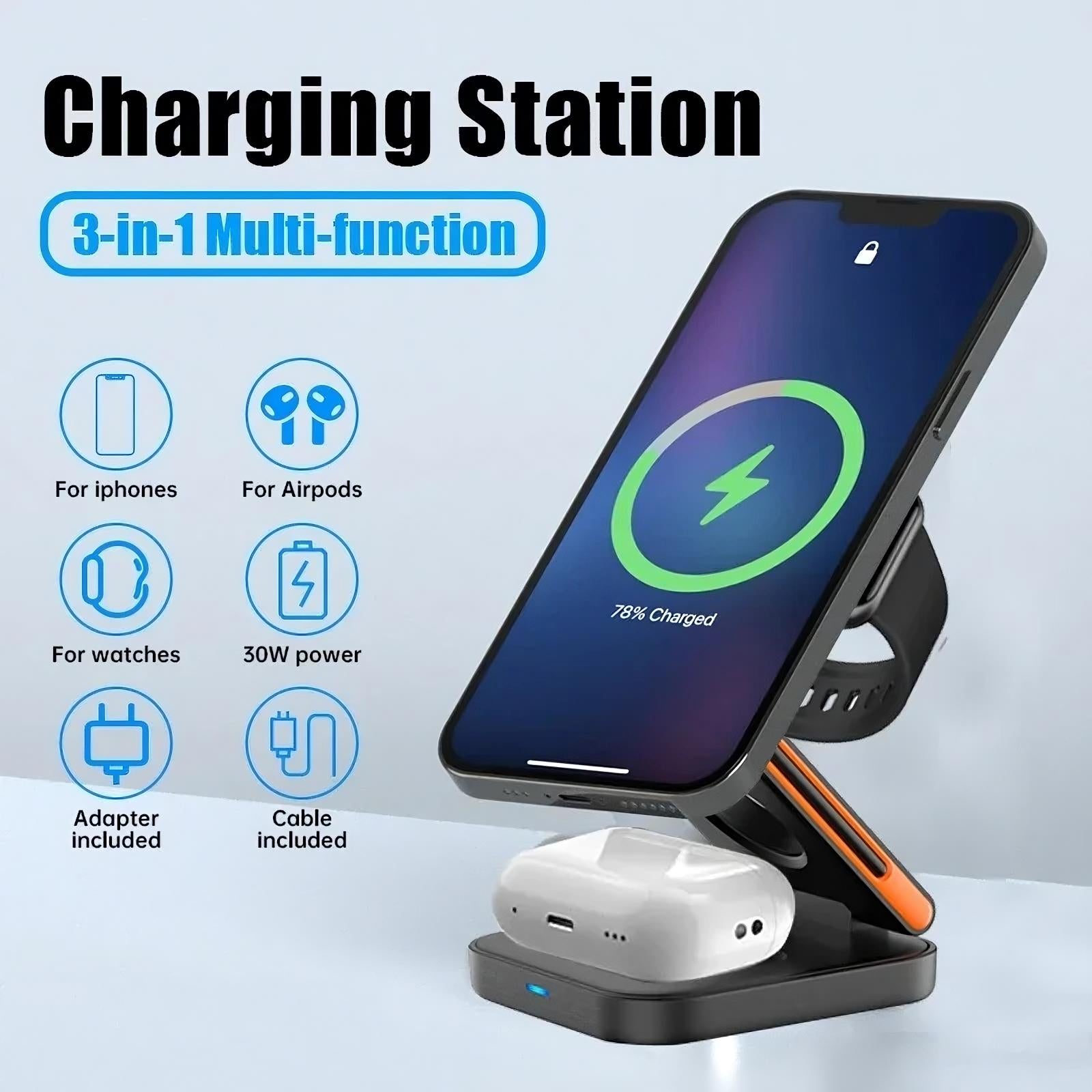 CircuitTech FoldCharge 3-in-1 USB-C input port and cable detail