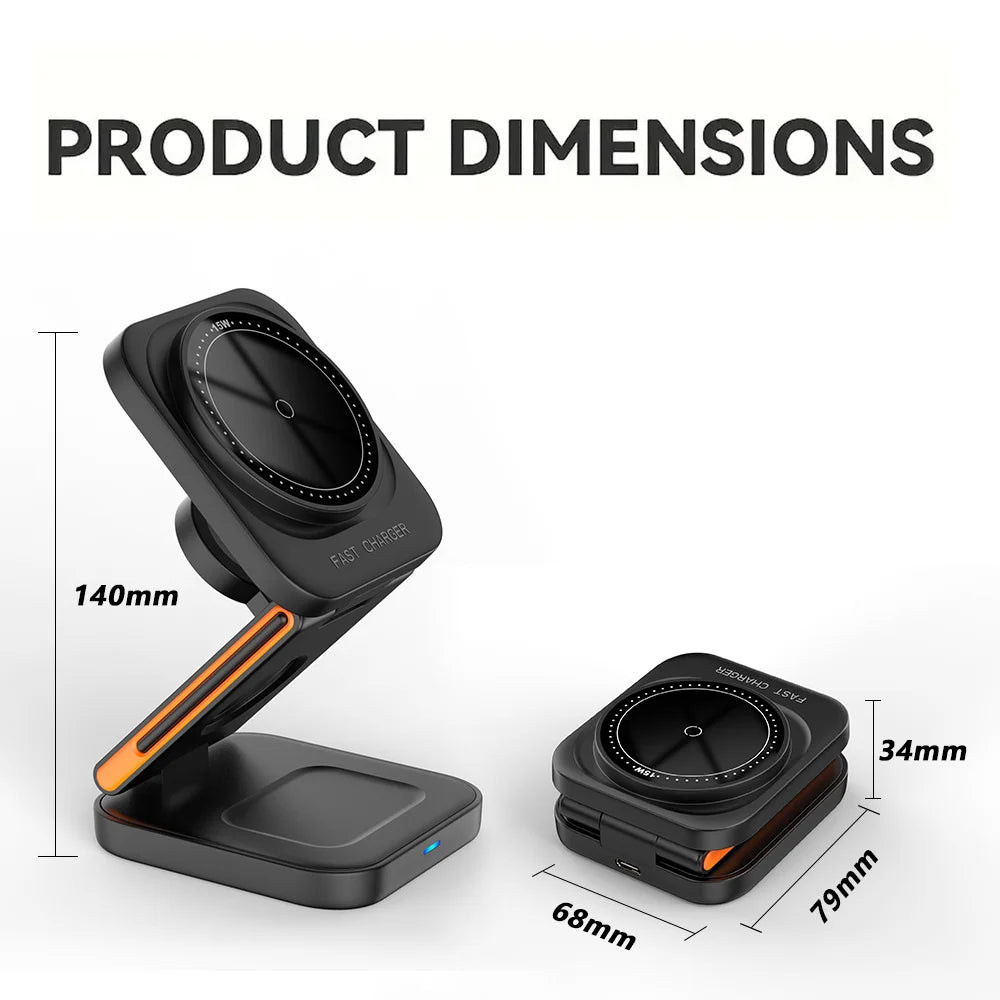 CircuitTech FoldCharge 3-in-1 product dimensions and size spec graphic