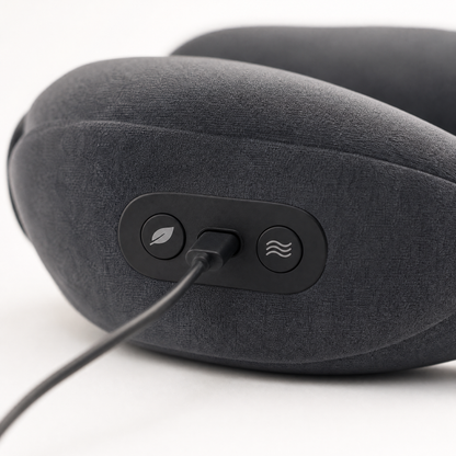 Close-up of the CircuitTech CervicaCloud Pro USB-C charging port and intelligent control switch buttons